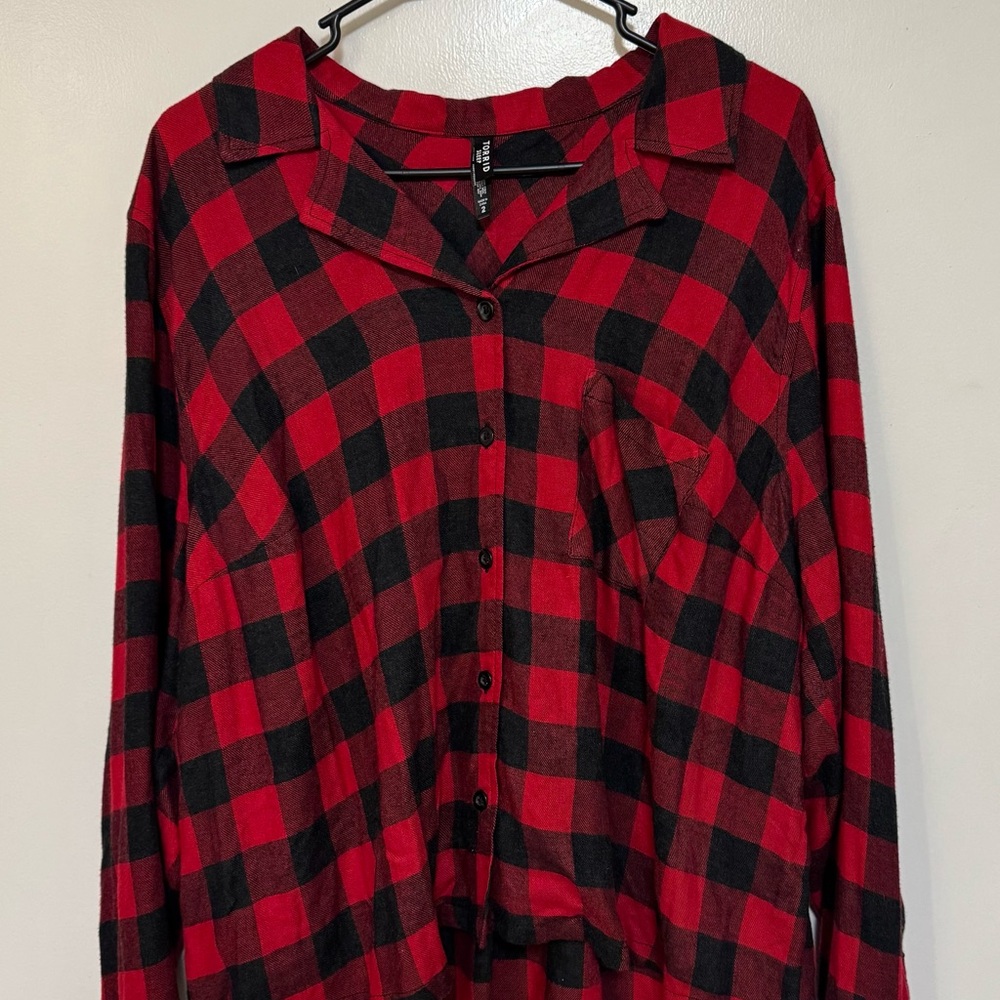 Torrid Red and Black Plaid Pajama Top